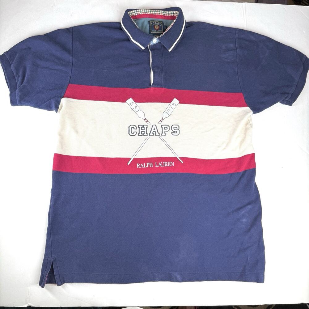 VTG Chaps Ralph Lauren Oars Crew Rowing Shirt Men's Polo Collar Nautical XL